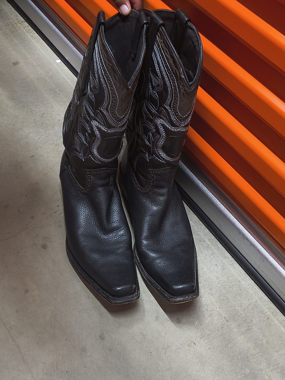 Los Altos Genuine Leather Black Western Cowboy Boots - Classic Embroidered Sz12